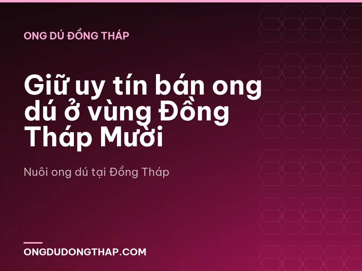 Giữ uy tín bán ong dú ở vùng Đồng Tháp Mười